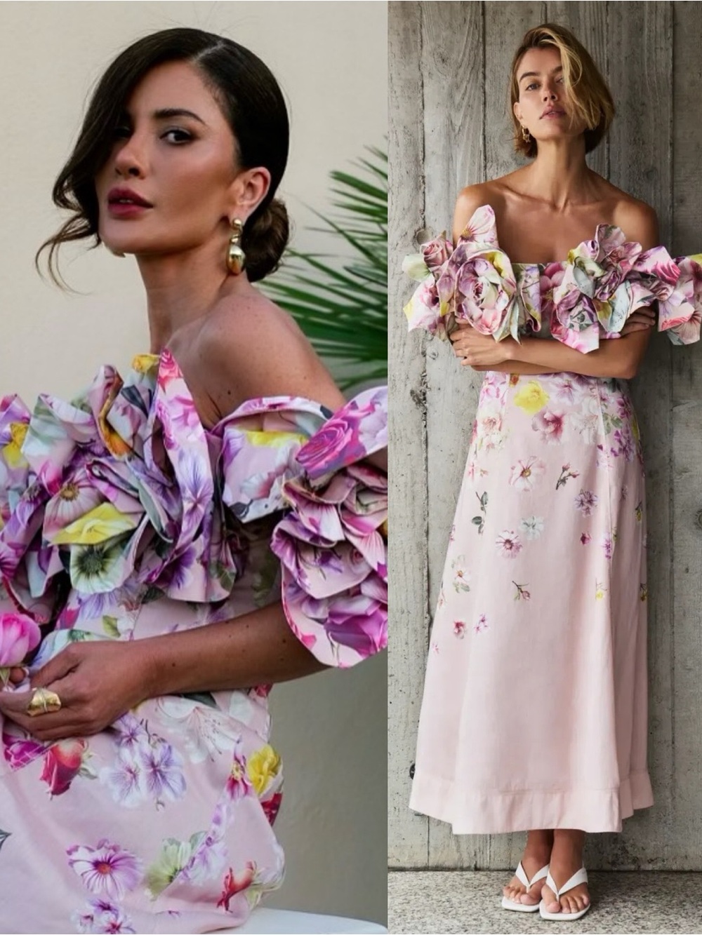 Aje Misha Strapless Linen Blend Maxi Dress Ruffled Neckline Pink NEW with tag